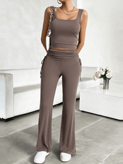 Women's casual slim fit vest trousers suit