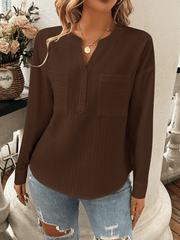Women's shirt v-neck casual pullover top