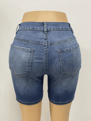 American retro slim fit denim shorts - 808Lush