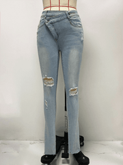 casual elastic slim fit pencil jeans - 808Lush