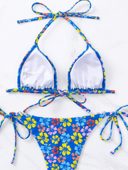 Triangle Cup Printed Lace-Up Sexy Bikini Swimsuit - 808Lush