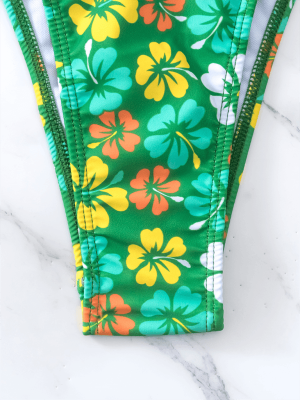 Triangle Cup Printed Lace-Up Sexy Bikini Swimsuit - 808Lush