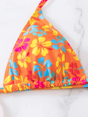 Triangle Cup Printed Lace-Up Sexy Bikini Swimsuit - 808Lush