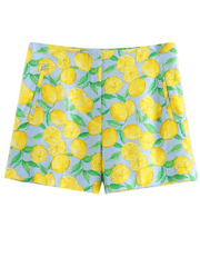 leisure holiday lemon print shorts suit