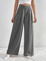 Women's Pleated Casual Wide Leg Pants Loose Trousers