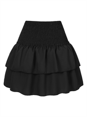pleated ruffled floral mini skirt