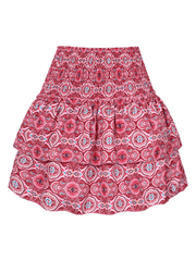 pleated ruffled floral mini skirt