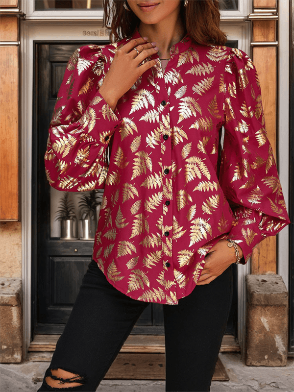 Ladies style plant hot stamping shirt