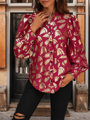 Ladies style plant hot stamping shirt