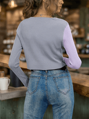 Knitted Cardigan V-neck Button Long Sleeve