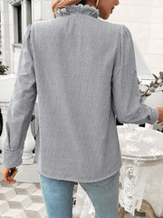 Women's Striped Lace Long Sleeve Shirt