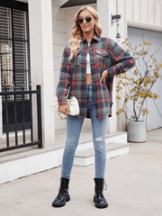 Casual Loose Plaid Pocket Shirt
