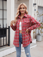 Casual Loose Plaid Pocket Shirt