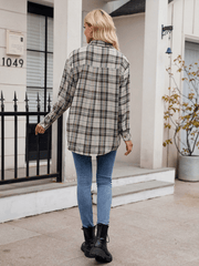 Women's casual loose plaid shirt
