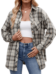 Women's casual loose plaid shirt