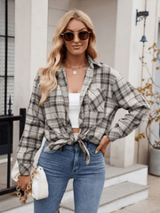 Women's casual loose plaid shirt