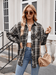 Women's casual loose plaid shirt