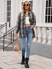 Women's casual loose plaid shirt
