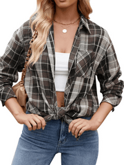 Women's casual loose plaid shirt