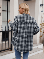 Women's casual loose plaid shirt
