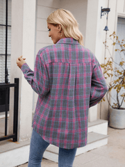 Women's casual loose plaid shirt