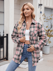 Women's casual loose plaid shirt