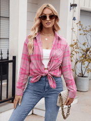Women's casual loose plaid shirt