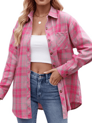 Women's casual loose plaid shirt