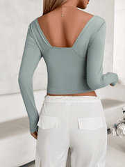 Y2K women's  v-neck slim long-sleeved top