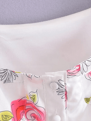 Square Low Neck Wide-Brim Vest Floral Print Holiday Dress