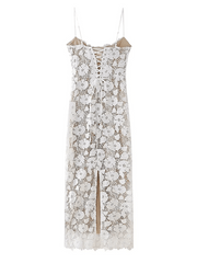 Women's floral lace mesh long dress