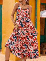 Women's Floral Print Holiday Midi Dress