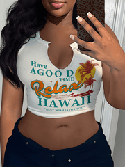 Women's Sexy Letter Printed T-shirt Sleeveless Vest U-neck Small Vest