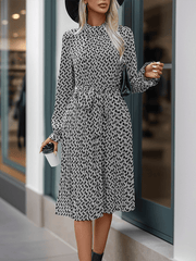 women's geometric print lace-up dress