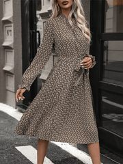 women's geometric print lace-up dress