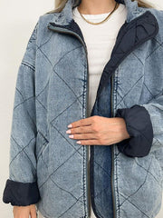 Denim Thick Lapel Loose Double Pocket Jacket