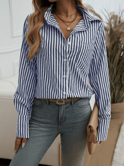 Cardigan Striped Long Sleeve Shirt