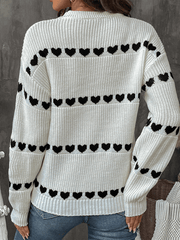 White Long Sleeve Heart Sweater