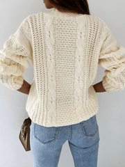 Casual Sweater Jacket V-Neck Button Cable Knit Cardigan