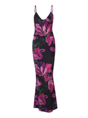 Fashion Print Sexy V-Neck Vest Slim Skirt Set