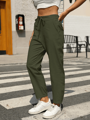 Casual High Waist Button Straight Leg Pants
