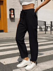 Casual High Waist Button Straight Leg Pants