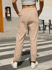 Casual High Waist Button Straight Leg Pants