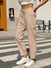 Casual High Waist Button Straight Leg Pants