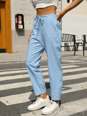 Casual High Waist Button Straight Leg Pants