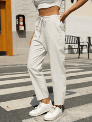 Casual High Waist Button Straight Leg Pants