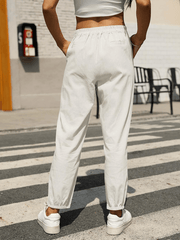 Casual High Waist Button Straight Leg Pants