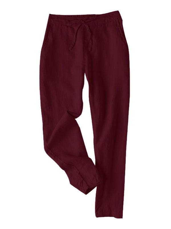 Casual High Waist Button Straight Leg Pants