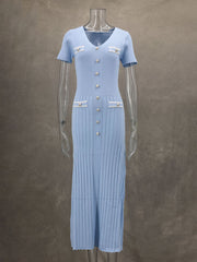 Ladies short sleeve V neck dress
