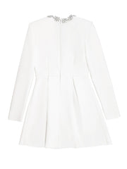 New Women's French Square Neck Diamond Long Sleeve Dress